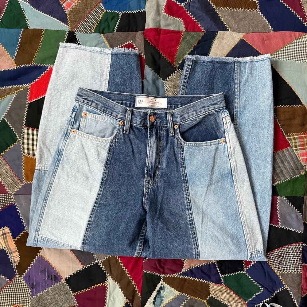 GAP Barrel High Rise Patchwork Jeans